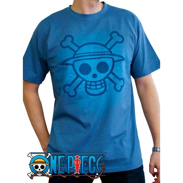 One Piece TShirt Skull With Map Μπλε Small