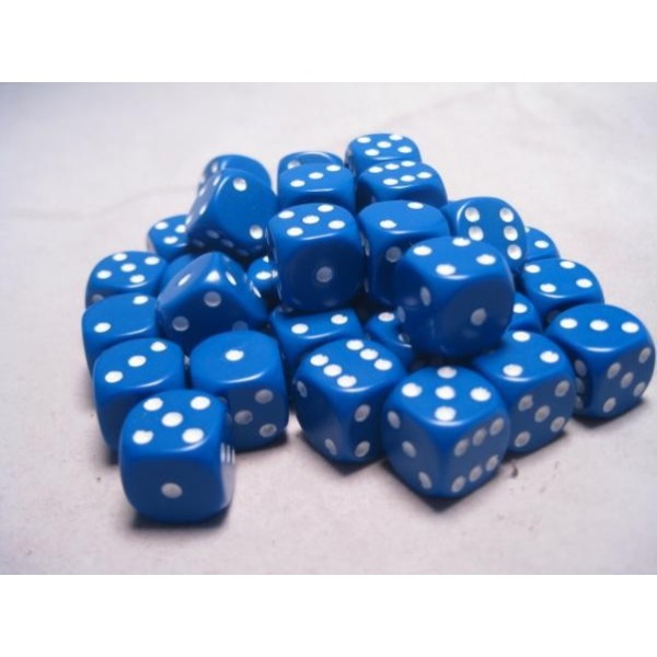 Blue w/white - Opaque Polyhedral 36 Dice Set
