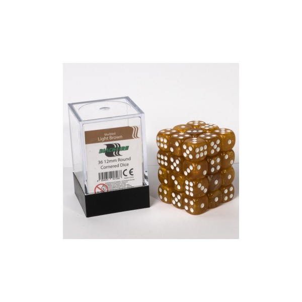 Blackfire Dice Cube - 12mm D6 36 Dice Set - Marbled Light Brown