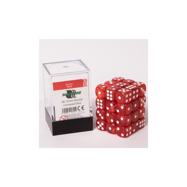 Blackfire Dice Cube - 12mm D6 36 Dice Set - Marbled Red