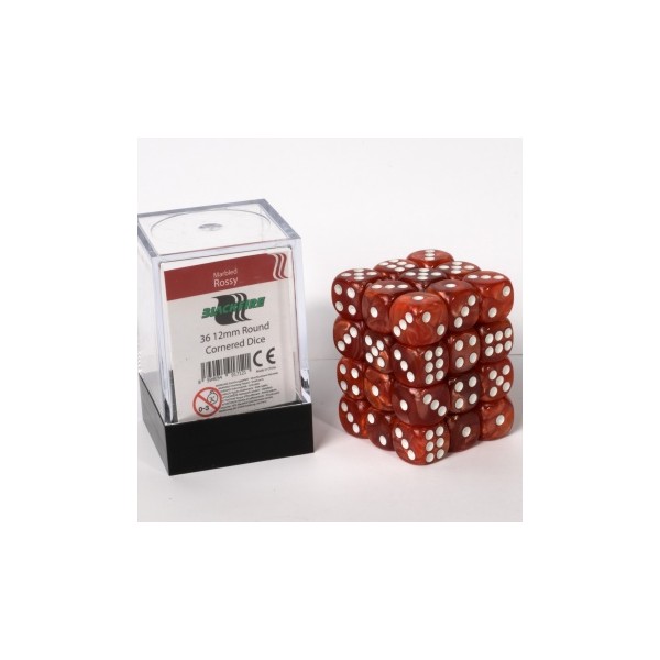 Blackfire Dice Cube - 12mm D6 36 Dice Set - Marbled Rossy