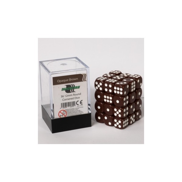 Blackfire Dice Cube - 12mm D6 36 Dice Set - Opaque Brown