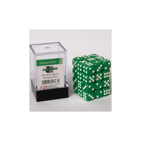 Blackfire Dice Cube - 12mm D6 36 Dice Set - Opaque Green
