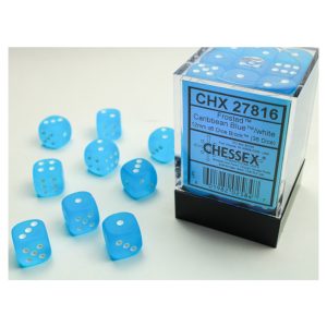 Frosted 12mm d6 Caribbean Blue/white Dice Block