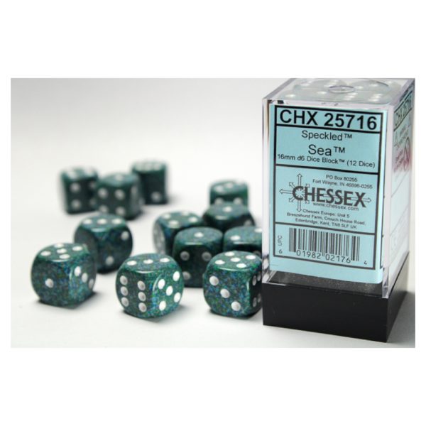 Speckled 16mm d6 Sea Dice Block