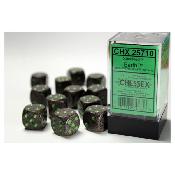 Speckled 16mm d6 Earth Dice Block