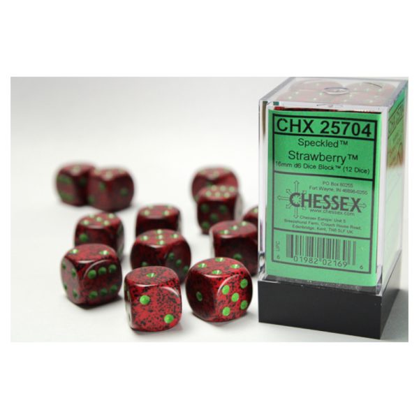 Speckled 16mm d6 Strawberry Dice Block