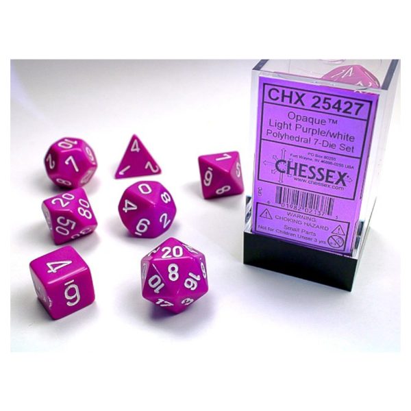 Opaque Light Purple/white Polyhedral 7-Die Set
