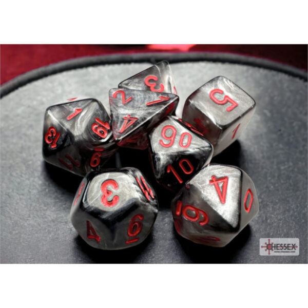 Velvet Black/red Mini-Polyhedral 7-Dice Set