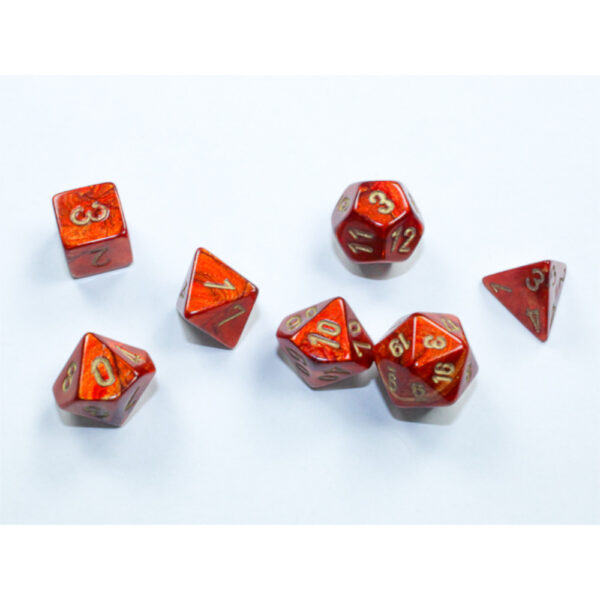 Chessex - Scarab® Mini-Polyhedral Scarlet™/gold 7-Die Set