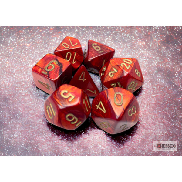 Chessex Scarab 7-Die Set - Scarlet w/gold