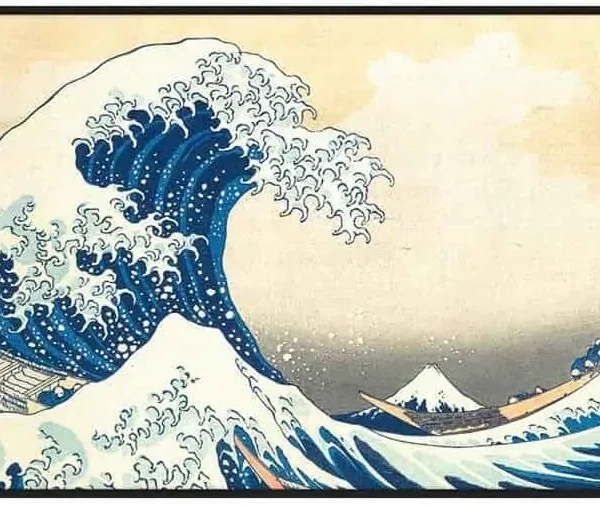 The Great Wave off Kanagawa Black Stitched Playmat