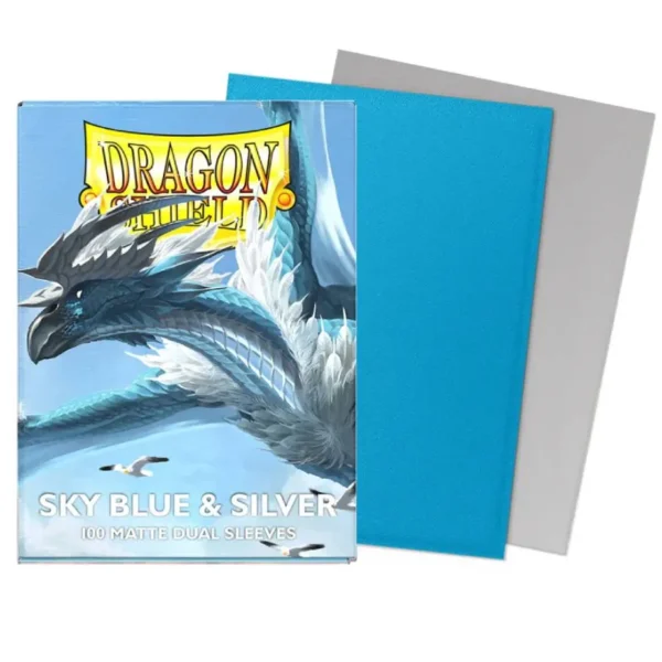 Dragon Shield Sky Blue & Silver – Matte Dual Sleeves (100pcs)