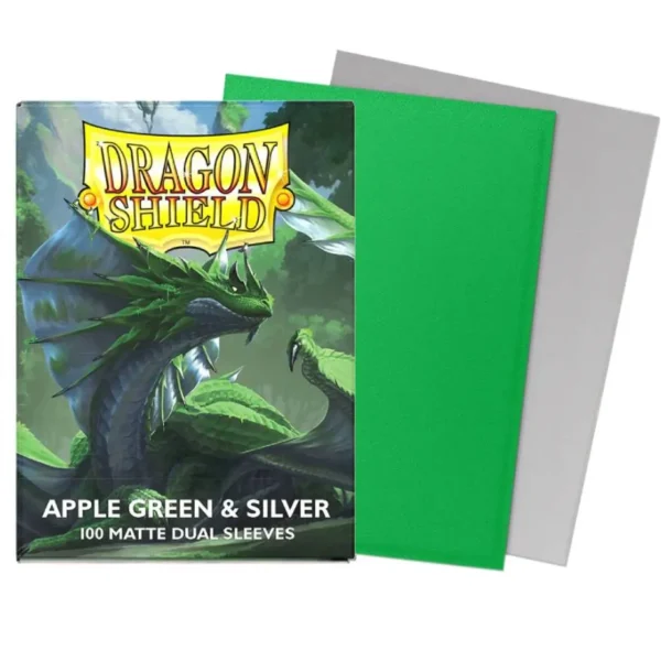 Dragon Shield Apple Green & Silver – Matte Dual Sleeves (100pcs)