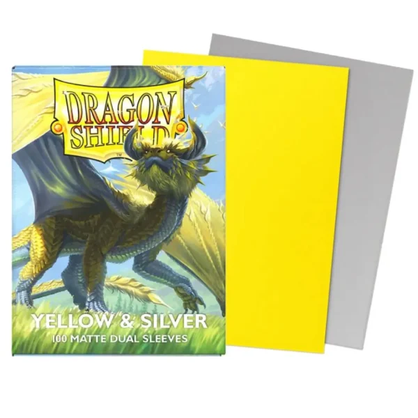 Dragon Shield Yellow & Silver – Matte Dual Sleeves (100pcs)