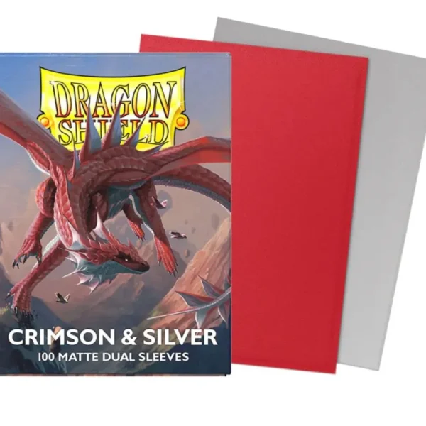 Dragon Shield Crimson & Silver – Matte Dual Sleeves (100pcs)
