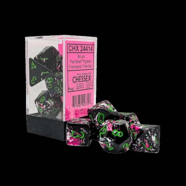 Chessex - Brush Paintball/green Polyhedral 7-Dice Set