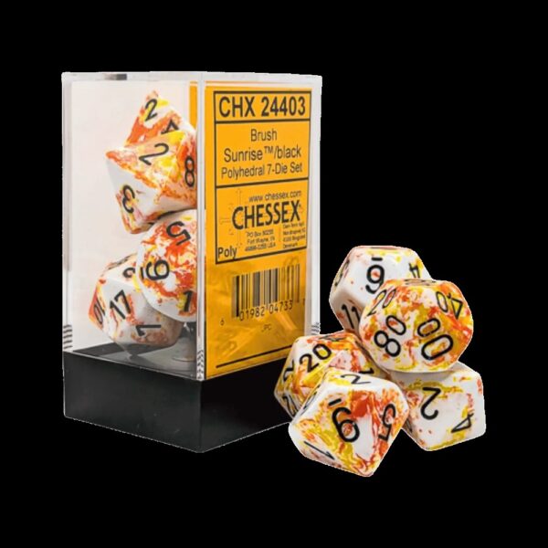 Chessex - Brush Sunrise/black Polyhedral 7-Dice Set