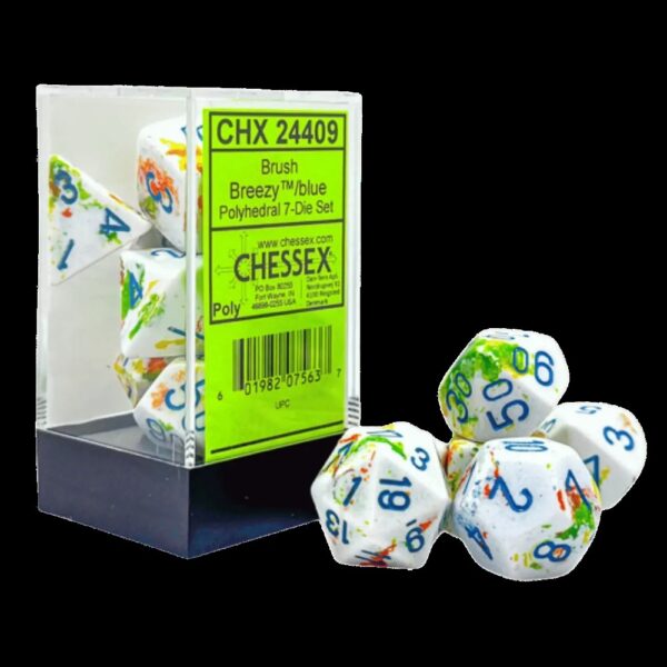 Chessex - Brush Breezy/blue Polyhedral 7-Dice Set