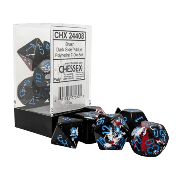 Chessex - Brush Dark Side/blue Polyhedral 7-Dice Set